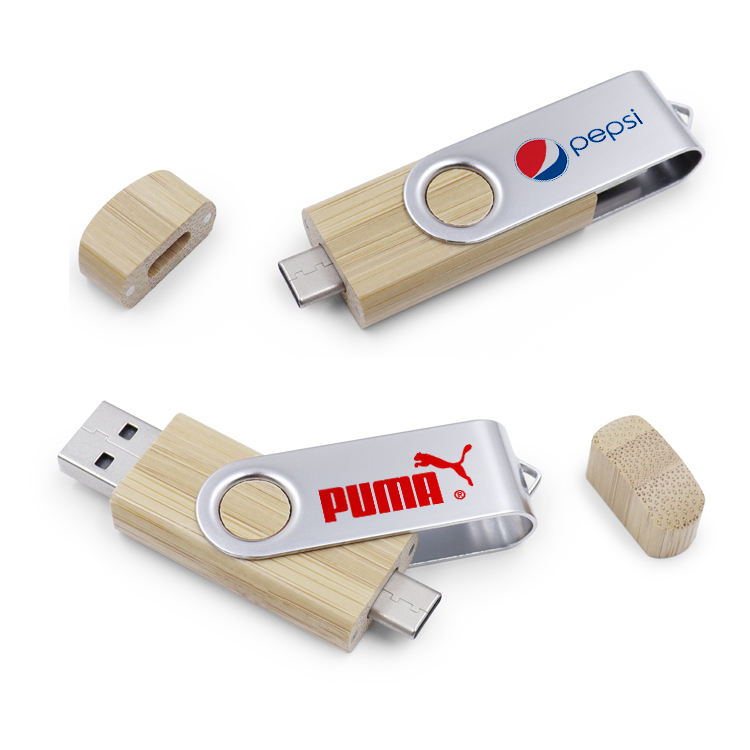 MU09 Wood Metal Swivel UBS-C Flash Drive