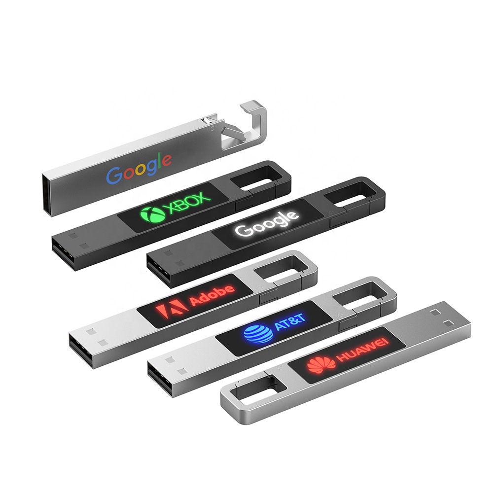U43 LED Light-up Tiger buckle metal USB flash drive 2.0 3.0 USB flash drive can be used as luminous logo