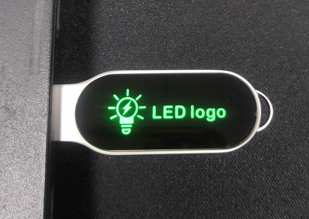 LED light-up USB flash drive with optional translucent color logo USB2.0 metal USB flash drive