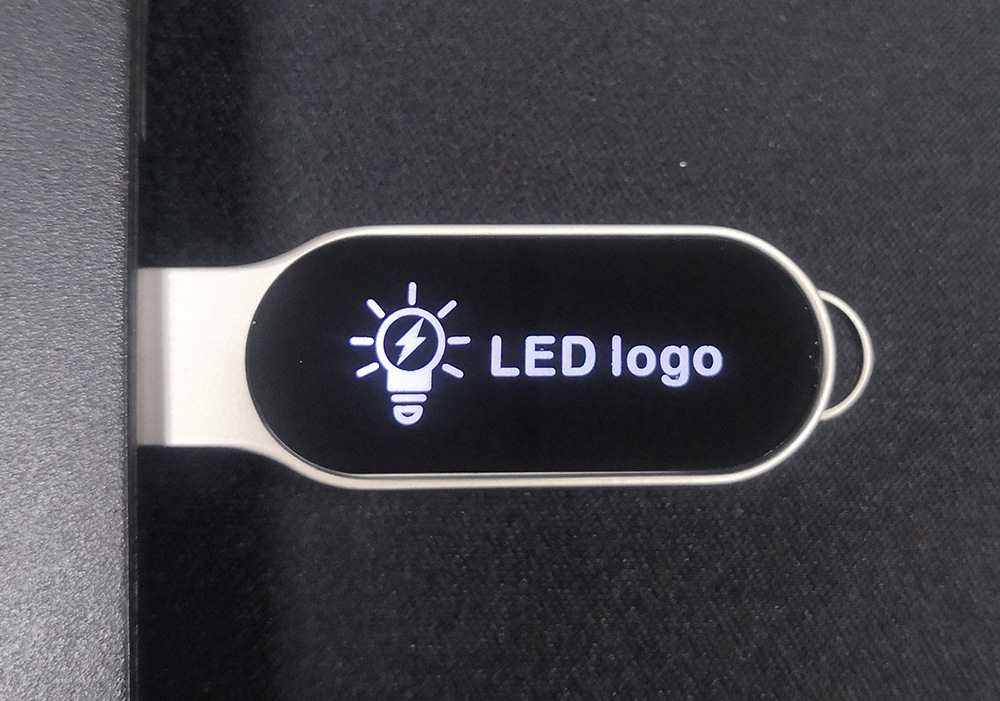 LED light-up USB flash drive with optional translucent color logo USB2.0 metal USB flash drive