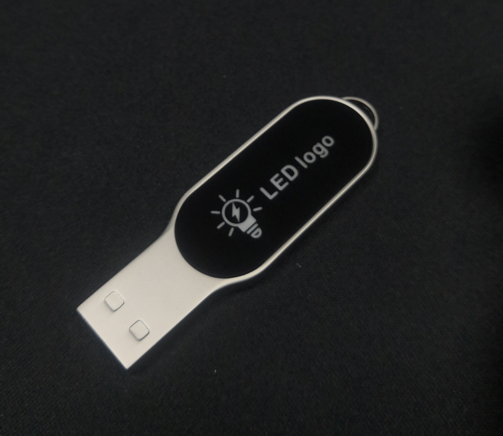 LED light-up USB flash drive with optional translucent color logo USB2.0 metal USB flash drive