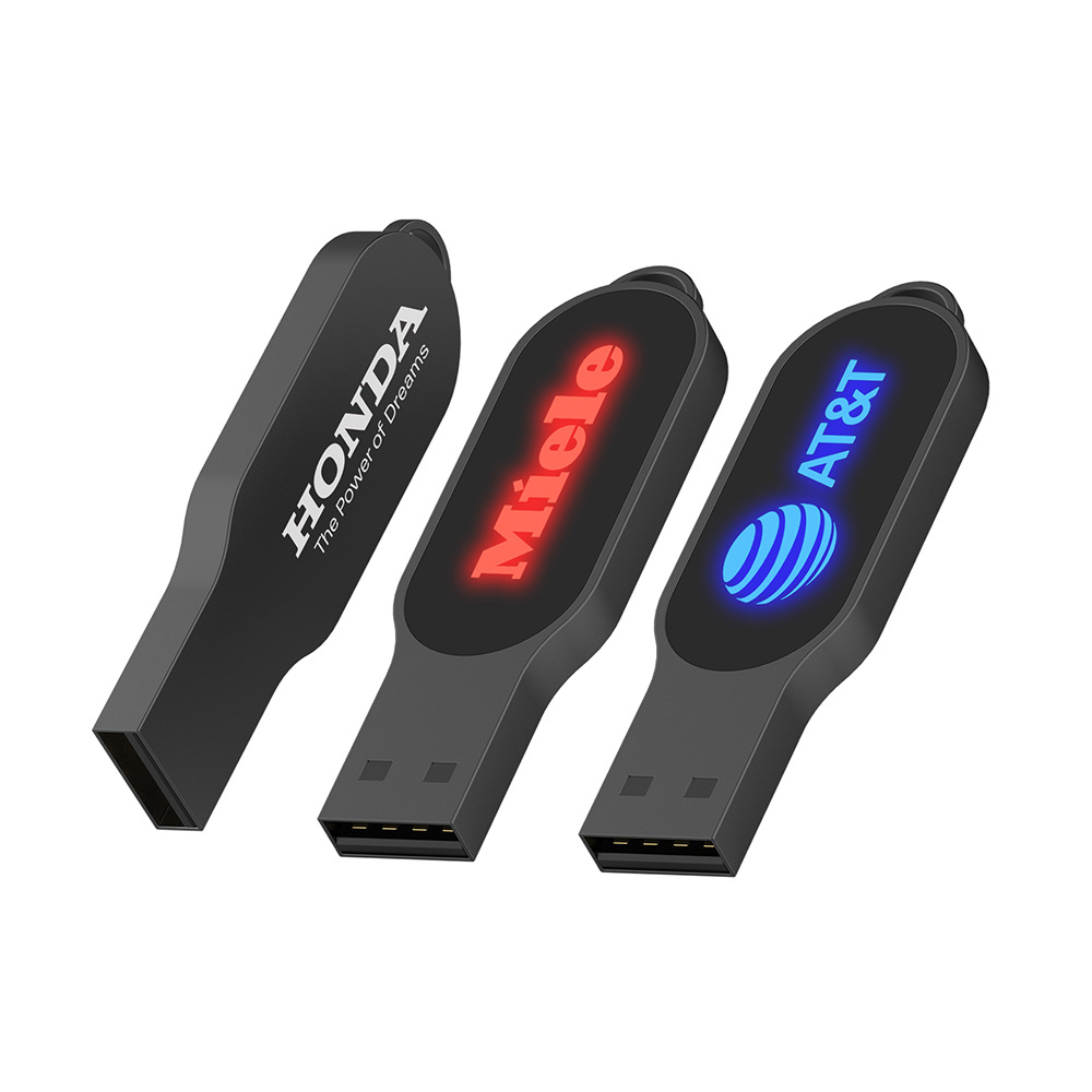 LED light-up USB flash drive with optional translucent color logo USB2.0 metal USB flash drive