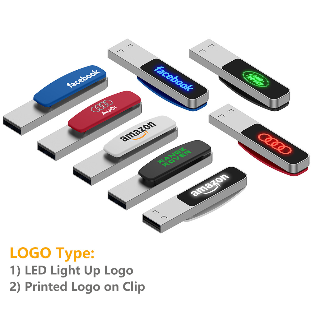 Bookclip LED Light-up USB flash drive LED translucent LOGO metal gift USB flash drive