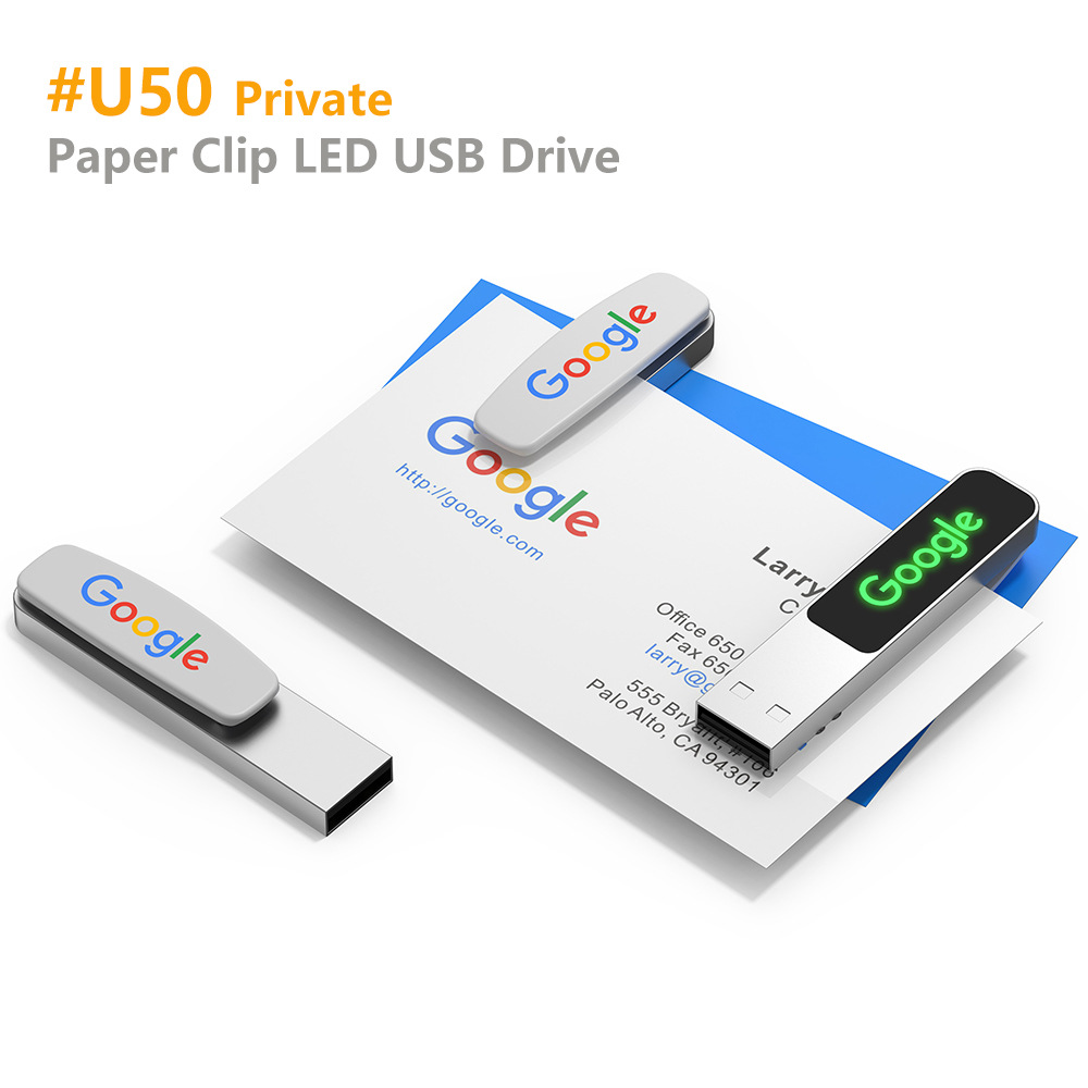Bookclip LED Light-up USB flash drive LED translucent LOGO metal gift USB flash drive