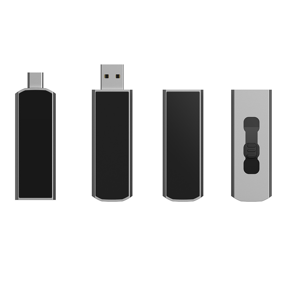 Metal Type-C mobile phone USB push and pull OTG USB flash drive LED light-up LOGO
