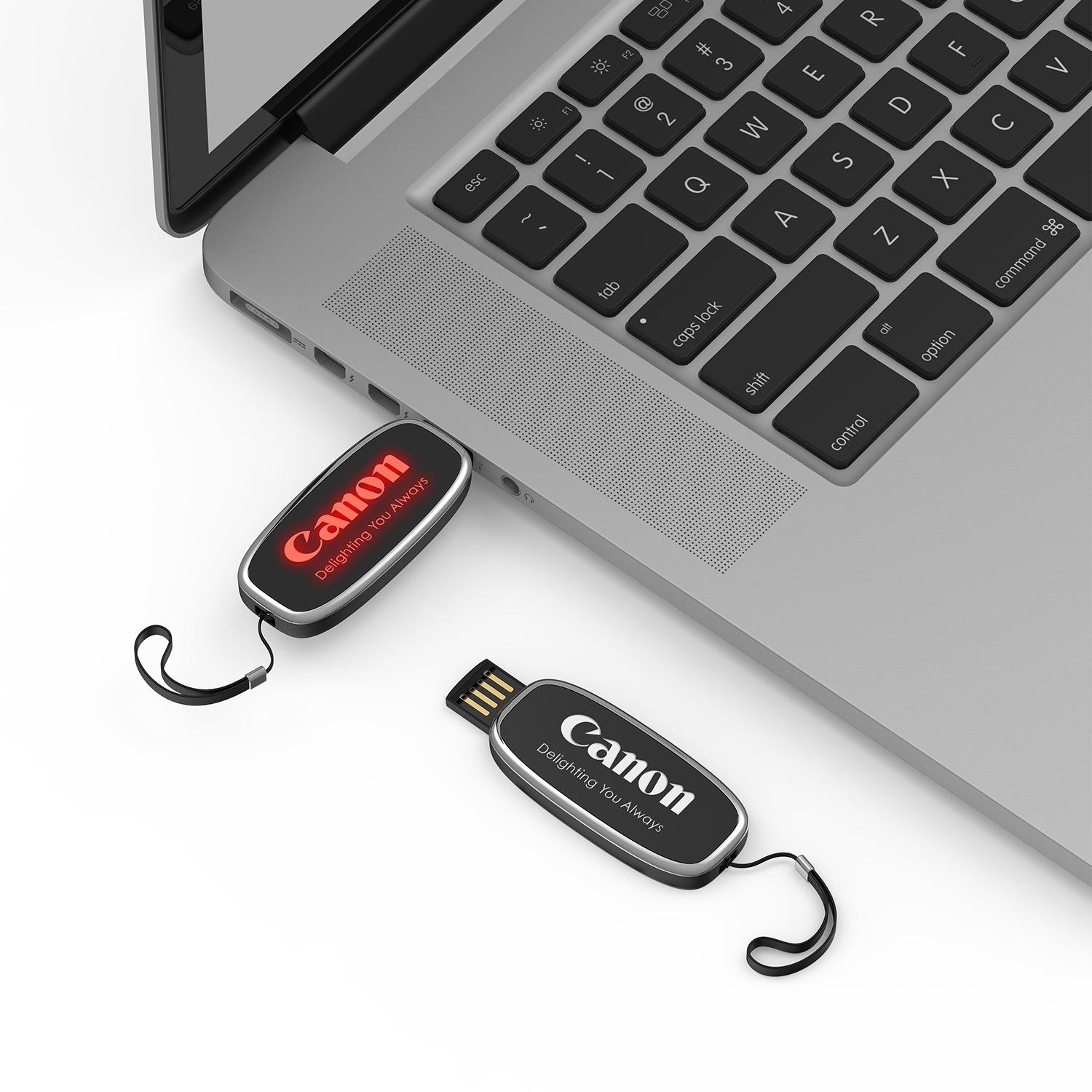 U56 LED logo push-pull USB flash drive with lanyard LED Light-up USB flash drive optional light-transmitting color