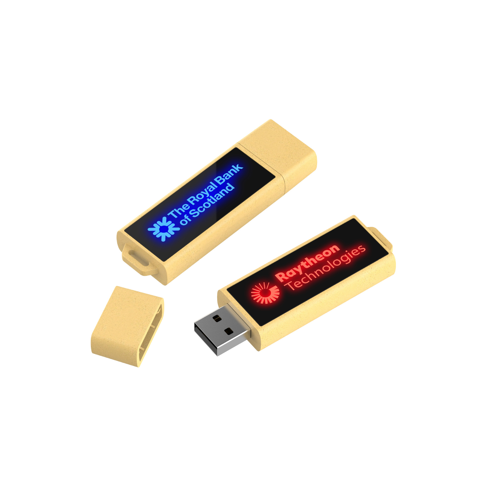 Biodegradable wooden USB flash drive, new LED light-emitting LOGO USB flash drive, customized with different LED colors