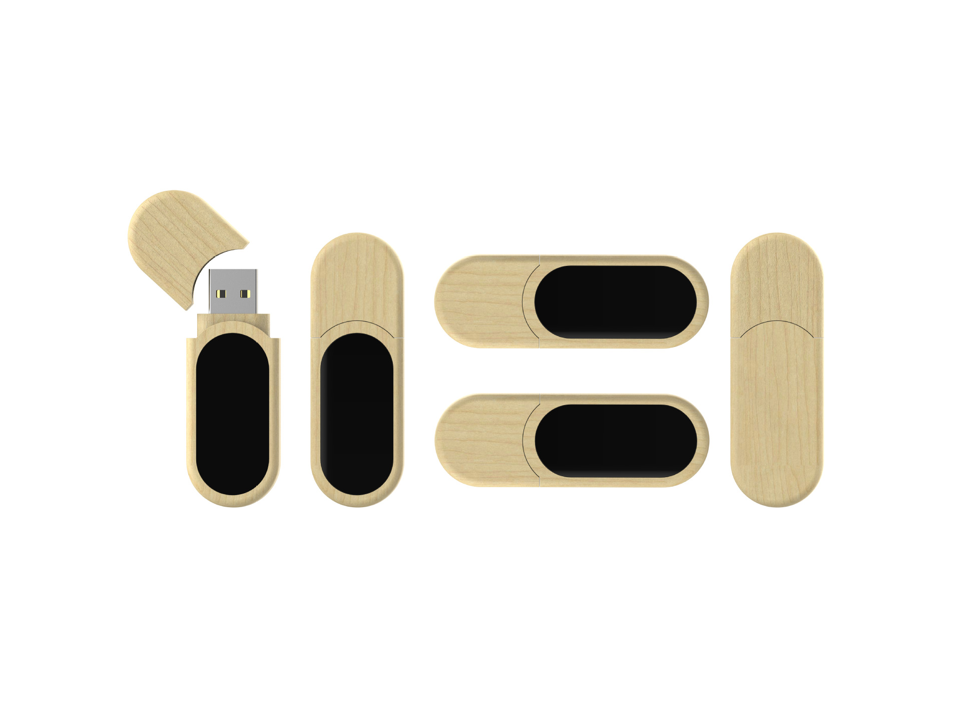Biodegradable wooden USB flash drive, new LED light-emitting LOGO USB flash drive, customized with different LED colors