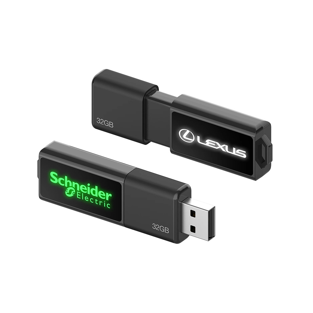 Aluminum alloy LED luminous metal USB flash drive 2.0 3.0 business meeting USB flash drive gift USB flash drive advertising USB