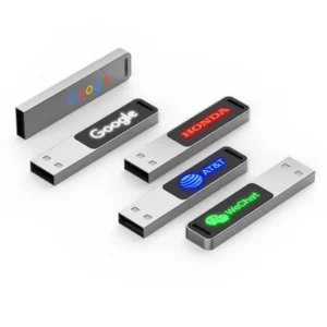 wholesale Metal USB Flash Drive with Led Logo Flat USB Memory Stick 3.0